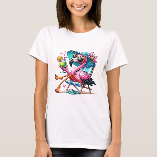 Flamingo zomer cool t-shirt (Voorkant)