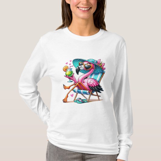 Flamingo zomer cool t-shirt (Voorkant)