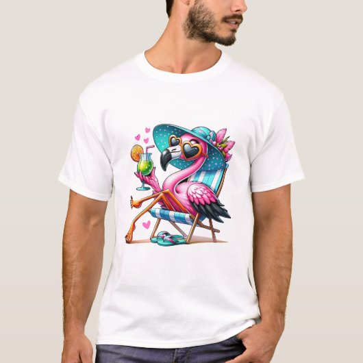Flamingo zomer cool t-shirt (Voorkant)