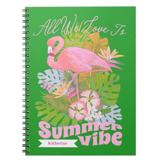 Flamingo Zomer Groen Notitieboek (Voorkant)
