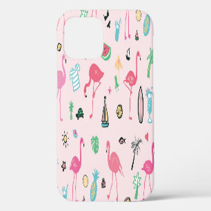 Flamingo Zomer: Levendig Vogelpatroon iPhone 12 Hoesje
