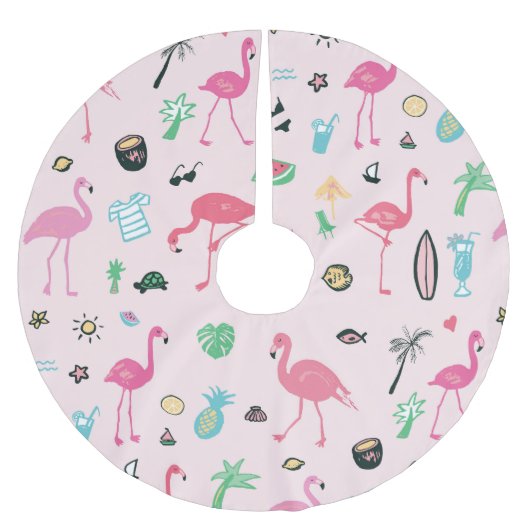 Flamingo Zomer: Levendig vogelpatroon Kerstboom Rok (Voorkant)