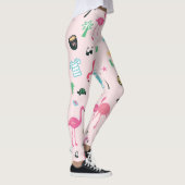 Flamingo Zomer: Levendig vogelpatroon Leggings (Rechts)