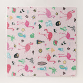 Flamingo Zomer: Levendig vogelpatroon Legpuzzel (Horizontaal)