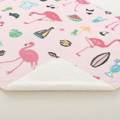 Flamingo Zomer: Levendig vogelpatroon Sherpa Deken (3/4)