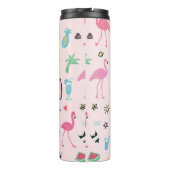 Flamingo Zomer: Levendig vogelpatroon Thermosbeker (Achterkant)