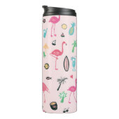 Flamingo Zomer: Levendig vogelpatroon Thermosbeker (Geroteerd rechts)