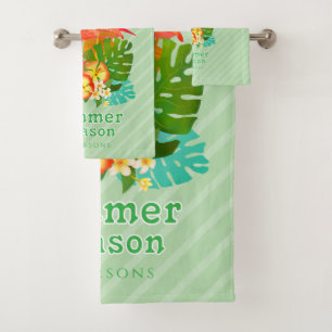 Flamingo Zomer Licht Groen Bad Handdoek