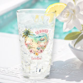 Flamingo Zomer Strand Hart Tropisch Roze Naam Glas