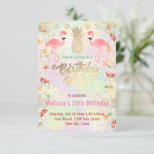 Flamingo zomer tropische verjaardag kaart (Staand voorkant)