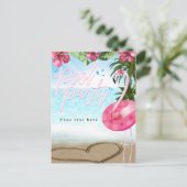 Flamingo Zomer Verjaardag ZWEMBAD PARTY Beach Uitnodiging Briefkaart (Staand voorkant)