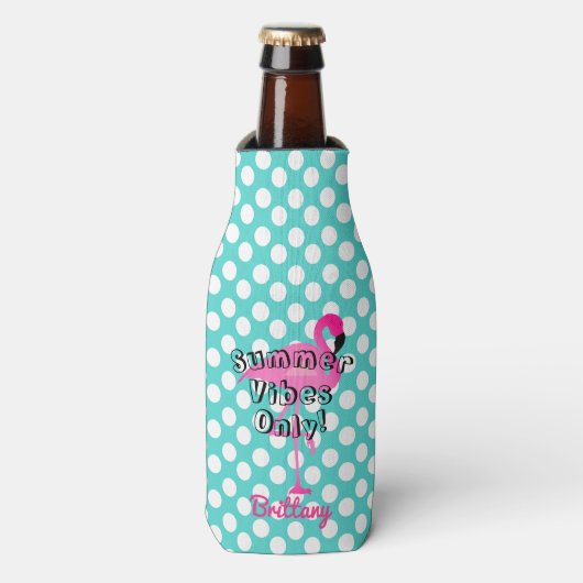 Flamingo Zomer Vibes Alleen Fles Koeler (Fles Voorkant)
