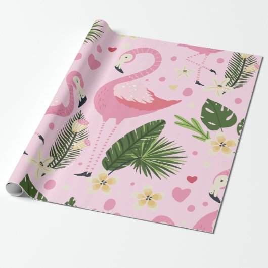 Flamingo Zomercollectie Eén Design 8 Cadeaupapier (Uitgerold)