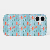 flamingo-zomerpatroon iPhone 16 hoesje (Achterkant horizontaal)