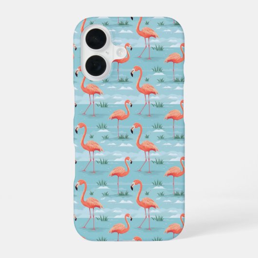 flamingo-zomerpatroon iPhone 16 hoesje (Achterkant)