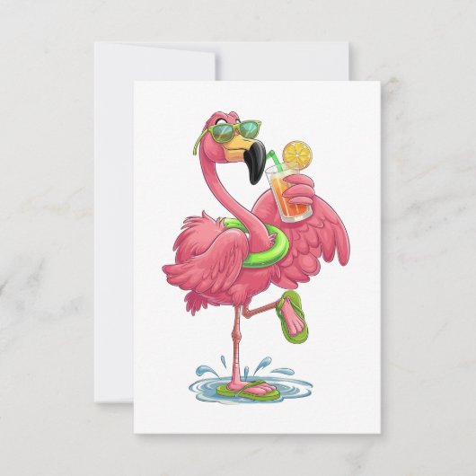 Flamingo zomervakantie bedankkaart (Voorkant)