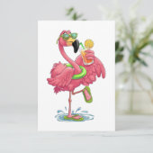 Flamingo zomervakantie bedankkaart (Staand voorkant)