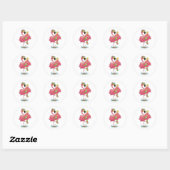 Flamingo zomervakantie ronde sticker (Vel)