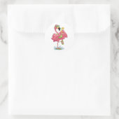 Flamingo zomervakantie ronde sticker (Tas)