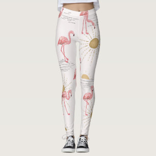 Flamingo zonsondergang: doodle patroon. leggings