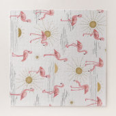 Flamingo zonsondergang: doodle patroon. legpuzzel (Horizontaal)