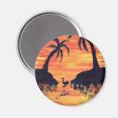 Flamingo Zonsondergang kunst door EelKat Magneet (Voorkant / Achterkant)