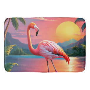 Flamingo Zonsondergang Tropisch Strand  Badmat