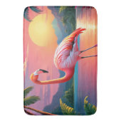 Flamingo Zonsondergang Tropisch Strand  Badmat (Voorkant Verticaal)