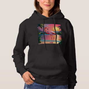 Flamingo Zonsondergang Tropisch Strand Hoodie