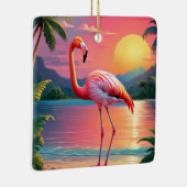 Flamingo Zonsondergang Tropisch Strand Keramisch Ornament (Rechts)