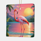 Flamingo Zonsondergang Tropisch Strand Keramisch Ornament (Links)