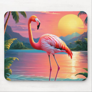 Flamingo Zonsondergang Tropisch Strand Muismat
