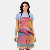 Flamingo Zonsondergang Tropisch Strand Schort (Gedragen)