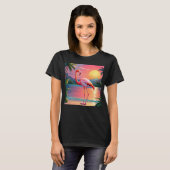 Flamingo Zonsondergang Tropisch Strand  T-shirt (Voorkant volledig)