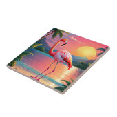 Flamingo Zonsondergang Tropisch Strand  Tegeltje (Zijkant)