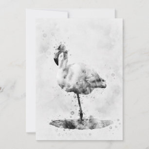 Flamingo Zwart en Wit Aquarel 01 Bedankkaart