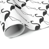 Flamingo zwart en wit inpakpapier (Rol Hoek)