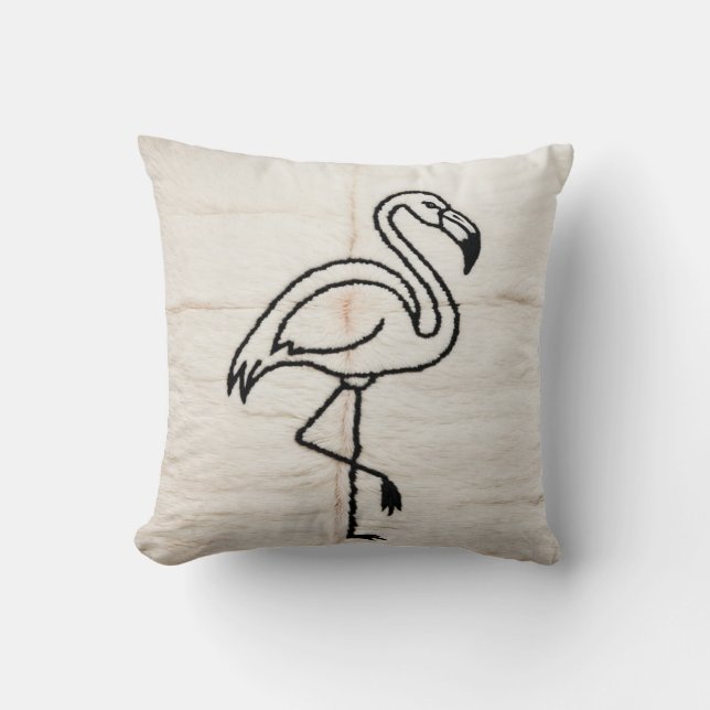 Flamingo Zwart-wit Kilim Kussens (Voorkant)