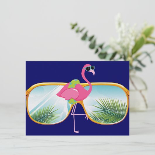 Flamingo Zwembad / Feest - SRF Kaart (Staand voorkant)