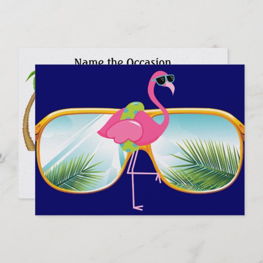 Flamingo Zwembad / Feest - SRF Kaart (Voorkant / Achterkant)