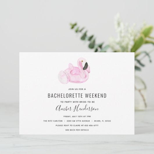 Flamingo Zwembad Float Bachelorette Routebeschrijv Kaart (Staand voorkant)