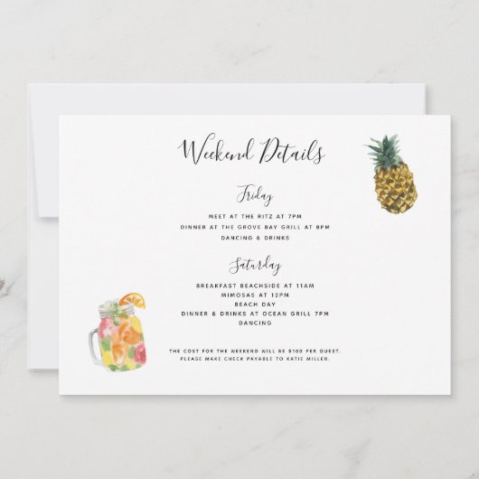 Flamingo Zwembad Float Bachelorette Routebeschrijv Kaart (Achterkant)