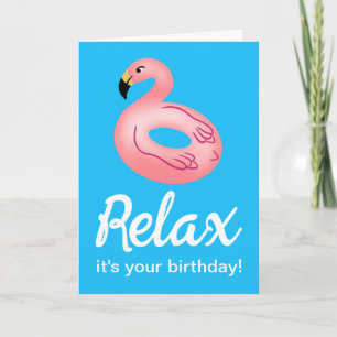 Flamingo Zwembad Float Relax het is je verjaardag Kaart