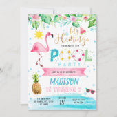 Flamingo zwembad party kaart (Voorkant)