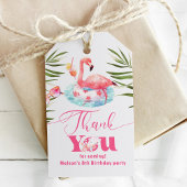 Flamingo zwembad party roze meisje verjaardag cadeaulabel