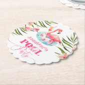 Flamingo zwembad party roze meisje verjaardag kartonnen onderzetters (Gekanteld)