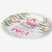 Flamingo zwembad party roze meisje verjaardag papieren bordje (Gekanteld)
