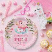 Flamingo zwembad party roze meisje verjaardag papieren bordje (Feest)