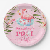 Flamingo zwembad party roze meisje verjaardag papieren bordje (Voorkant)