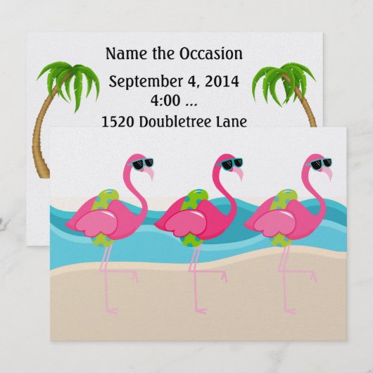 Flamingo Zwembad / Strandfeest - SRF Kaart (Voorkant / Achterkant)